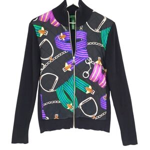 Vintage Lauren Ralph Lauren Abstract Design Full Zip Quilted Jacket